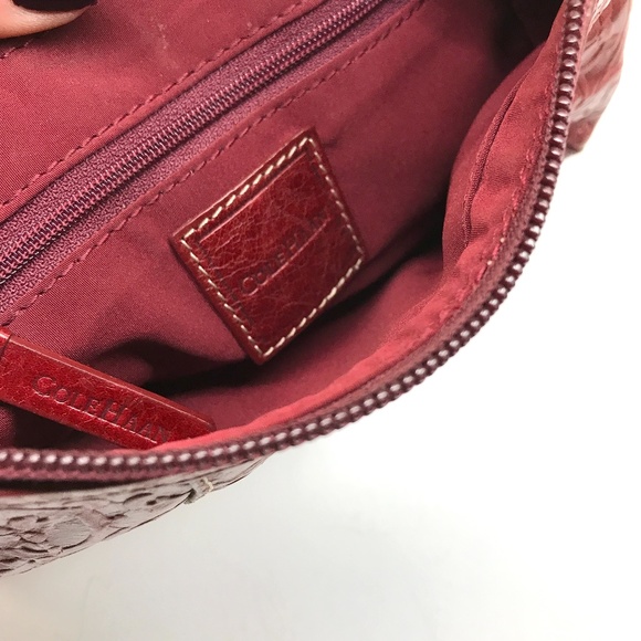 Cole Haan Small Red Embossed Leather Handbag - Picture 4 of 4